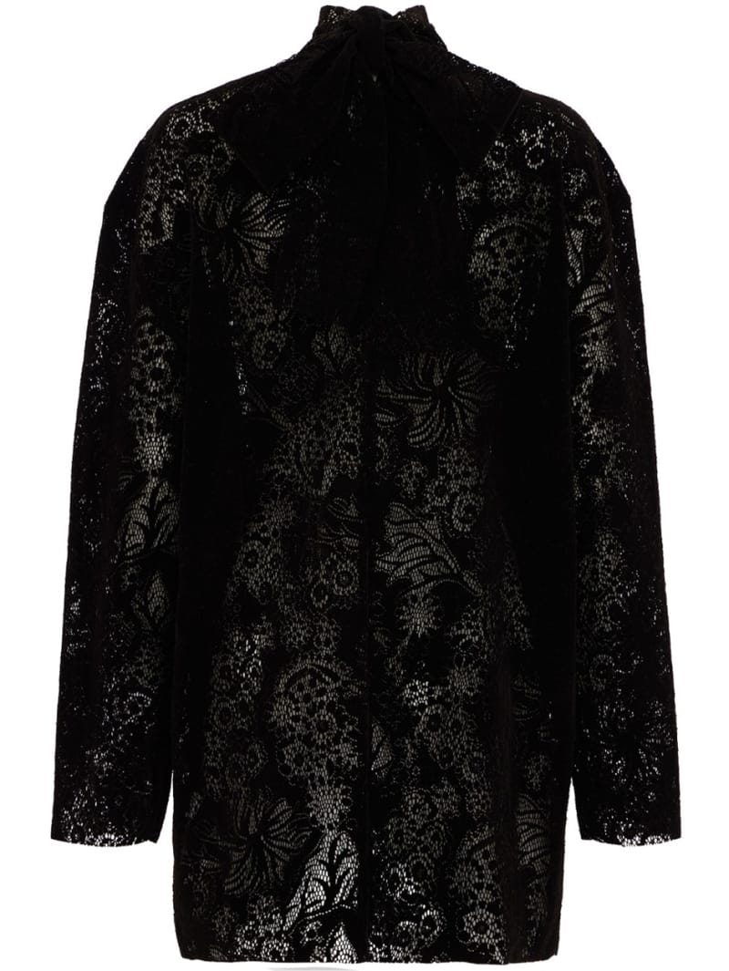 MSGM: Velvet flock lace mini dress