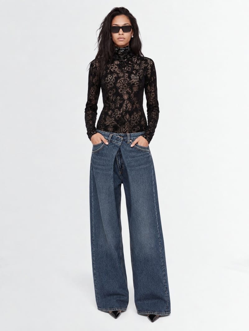 MSGM: Velvet flock lace top