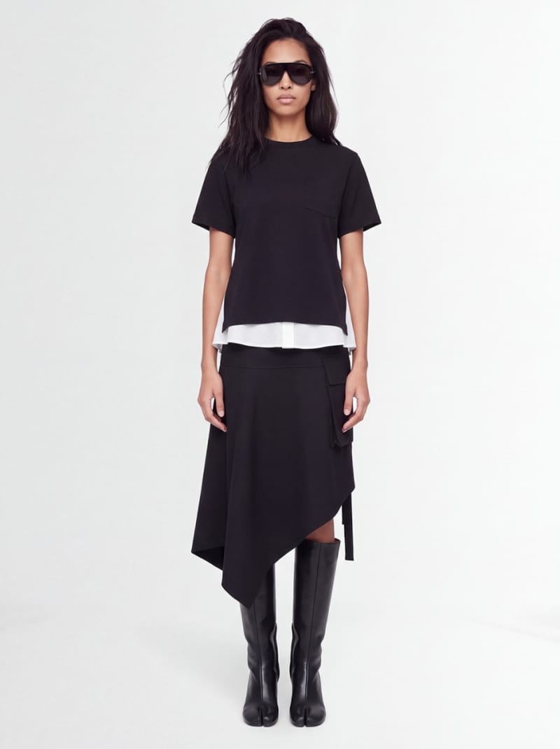 Sacai: Jupe en Melton de Laine