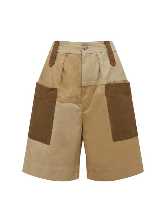 Kalerna cotton & linen patchwork shorts