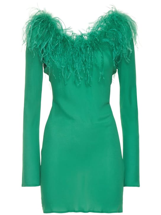 Feather-trimmed mini dress