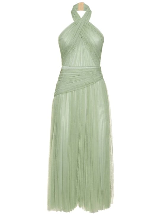 Abito midi halter in tulle plissé