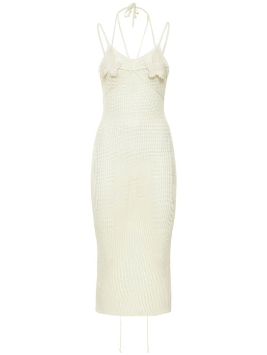 Open-knit halterneck midi dress