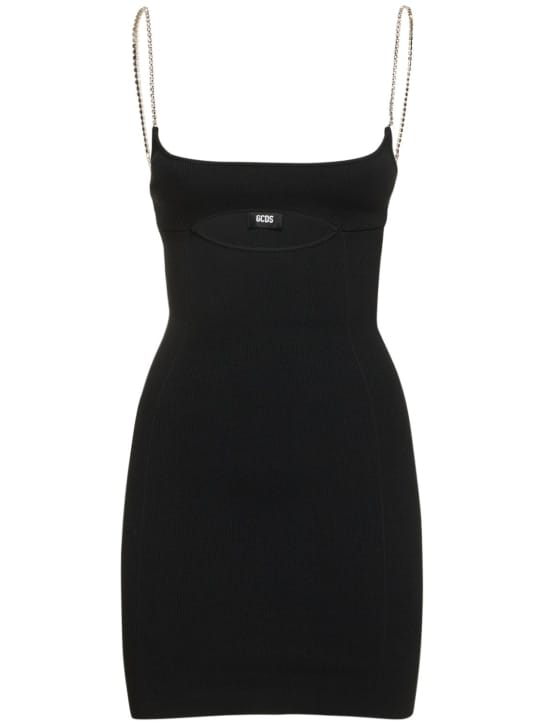 Ribbed knit mini dress with cut-out
