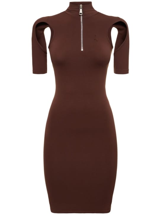 High-neck dress with cut outs