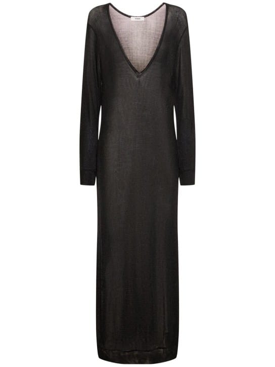 Vestito lungo in maglia con scollo a V