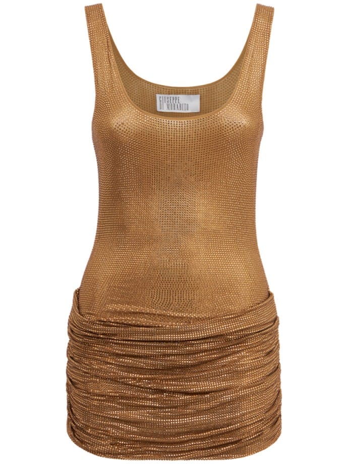 Giuseppe Di Morabito - Vestido mini drapeado con incrustaciones de cristal