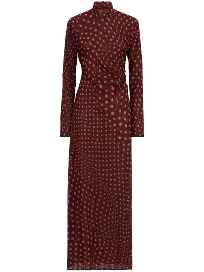 Stella McCartney - Vestido largo de malla con estampado de lunares