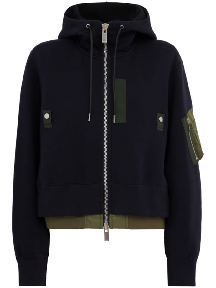 Cotton zip-up hooded sweatshirt