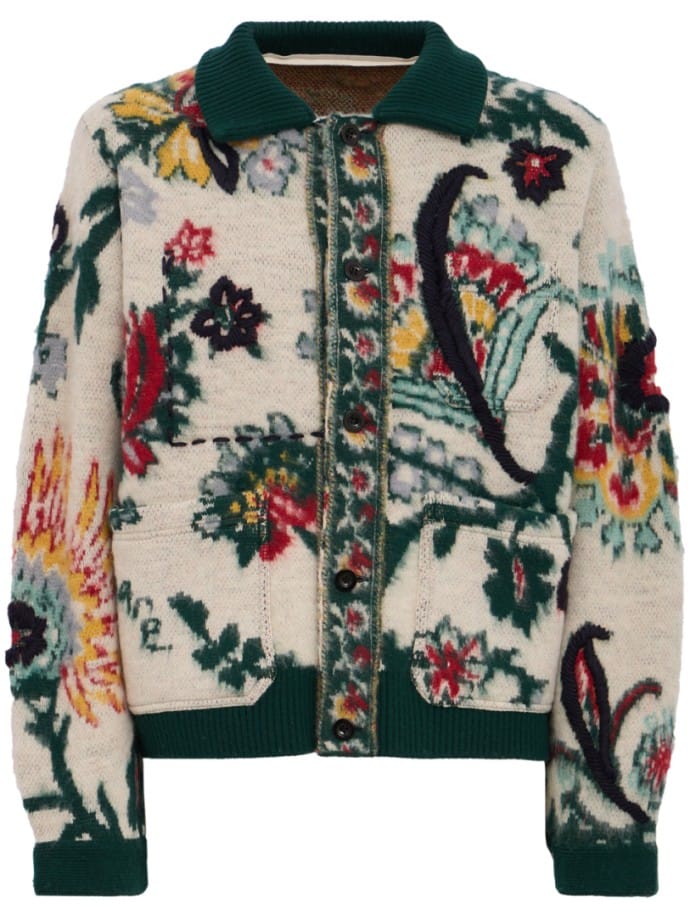 Floral Jacquard Knit Blouson