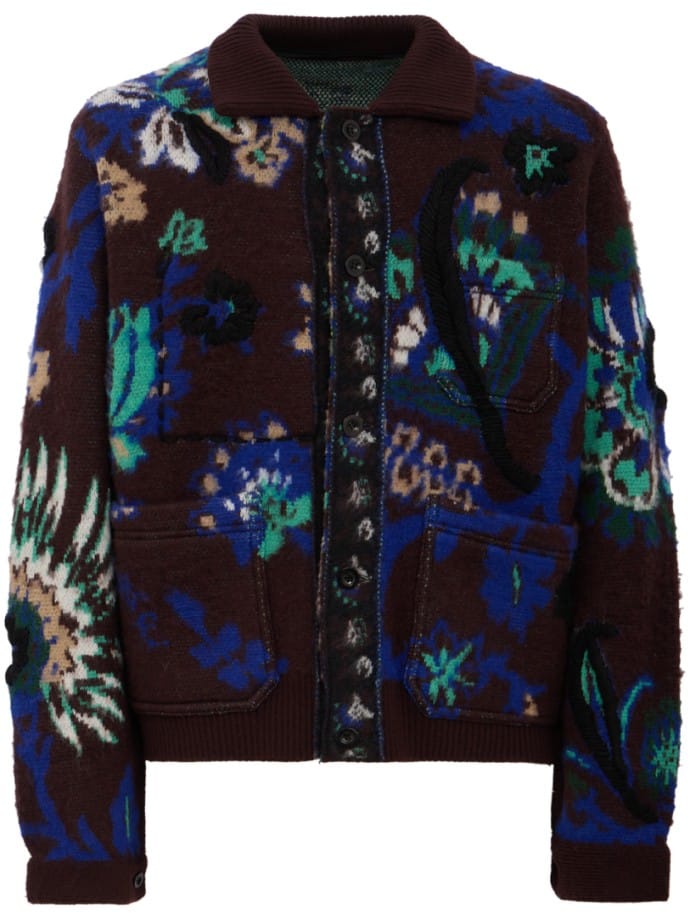 Floral Jacquard Knit Blouson