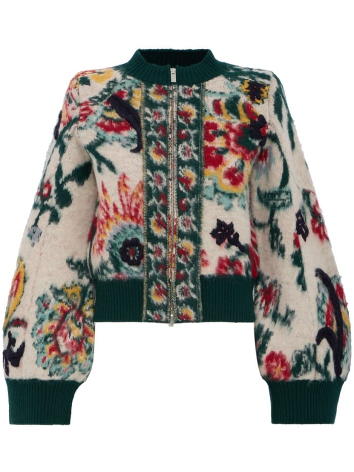 Floral Jacquard Knit Blouson