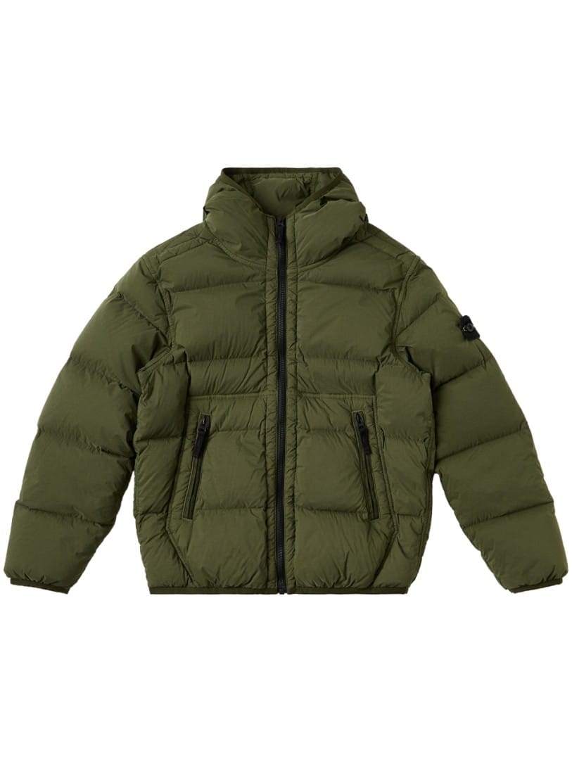 Stone Island Junior: 连帽尼龙羽绒夹克