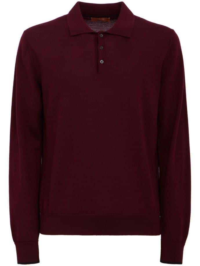 knitted long-sleeve polo shirt