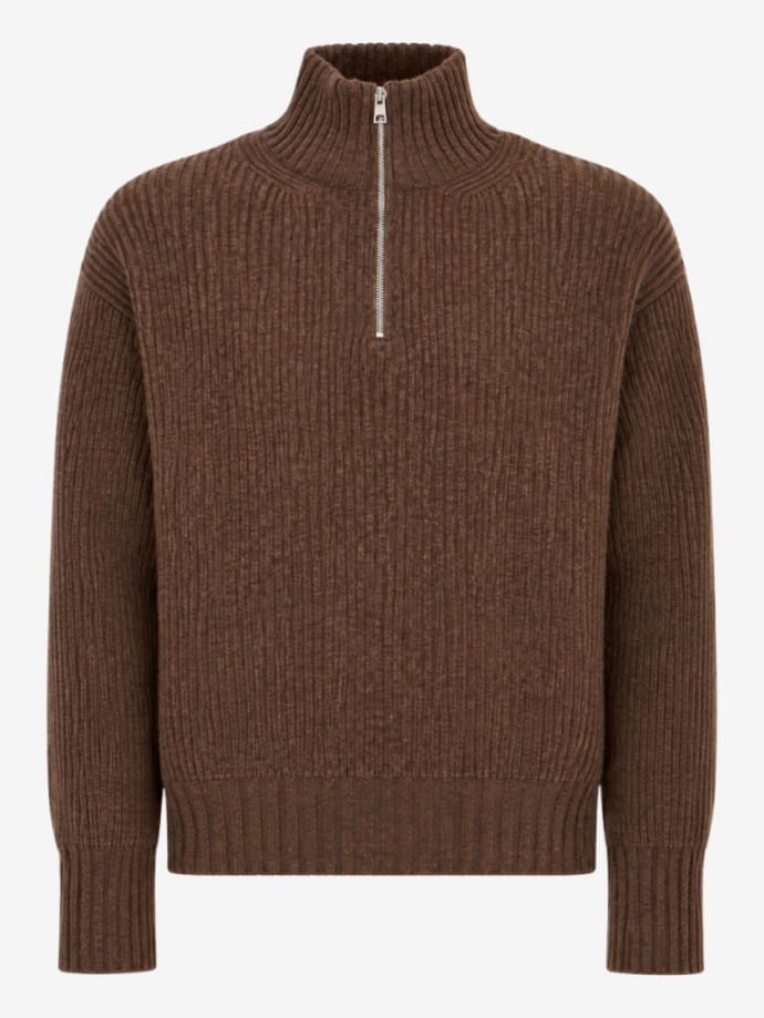 Merino blend knit polo w/ buttons