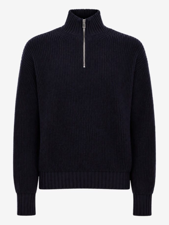 Merino wool half-zip knit jumper