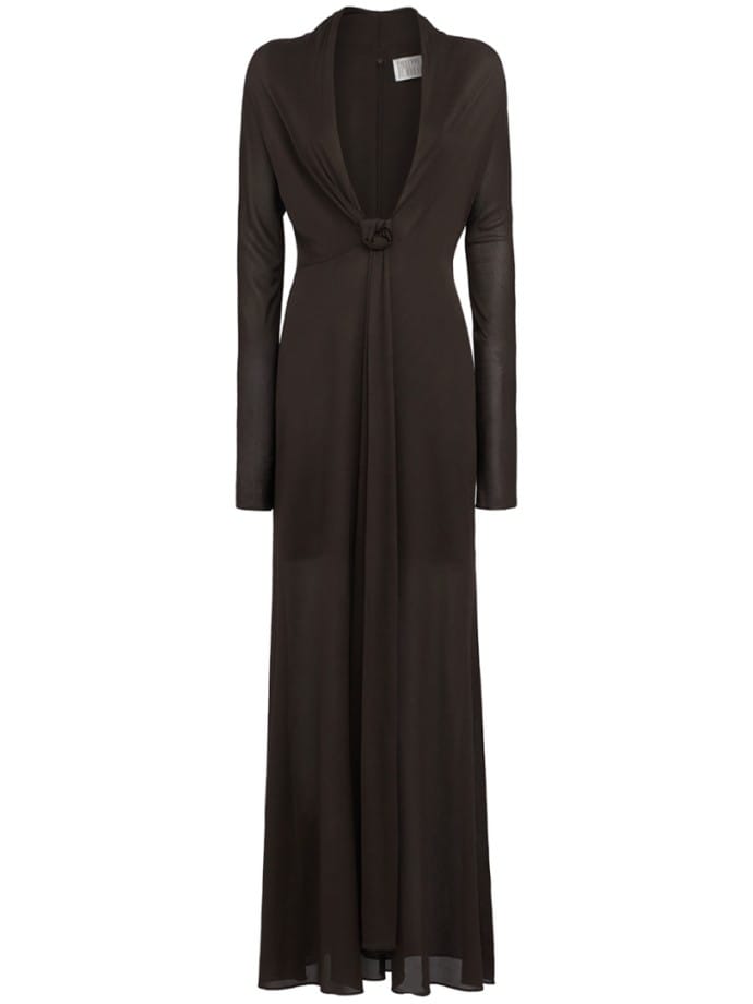 Draped long dress with knot