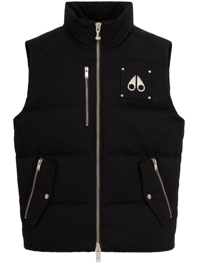 Cotton down vest with zip