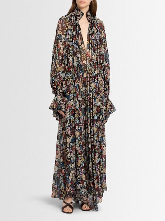 Khaite - Vestido largo con cuello rizado