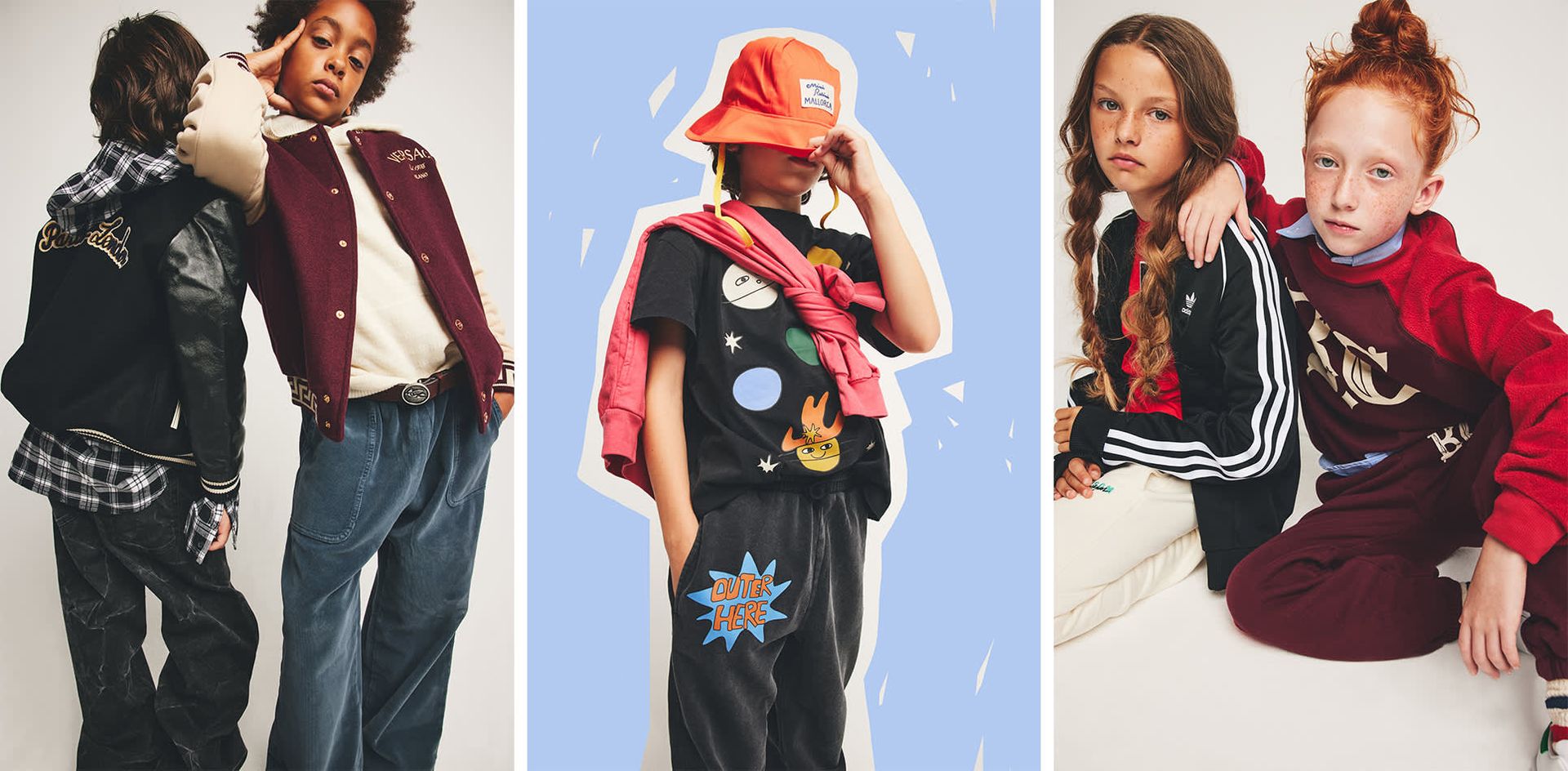 Diesel check print cotton hooded overshirt, Bonpoint wool blend bomber jacket, MM6 Maison Margiela, Bonpoint cashmere kit hooded sweater, Versace wool blend bomber jacket, Etro stretch cotton jeans, Etro viscose logo belt,, Stella McCartney Kids printed cotton jersey t-shirt, Stella McCartney Kids printed cotton blend sweatpants, Weekend House Kids printed organic cotton blend sweatshirt, Mini Rodini organic cotton canvas bucket hat, MSGM calzini in cotone jacquard, Adidas original campus 00s J lace-up sneakers, Marni Junior cotton long sleeve t-shirt w/logo, Adidas originals logo recycled poly tech track jacket, Adidas original logo recycled poly tech sweatpants, MSGM ribbed knit flared pants, Il Gufo cotton oxford shirt, Bobo Choses printed organic cotton sweatshirt, Bobo Choses printed cotton sweatpants, Golden Goose high blue & red stripe rib cotton socks, Adidas originals stan smith strap sneakers