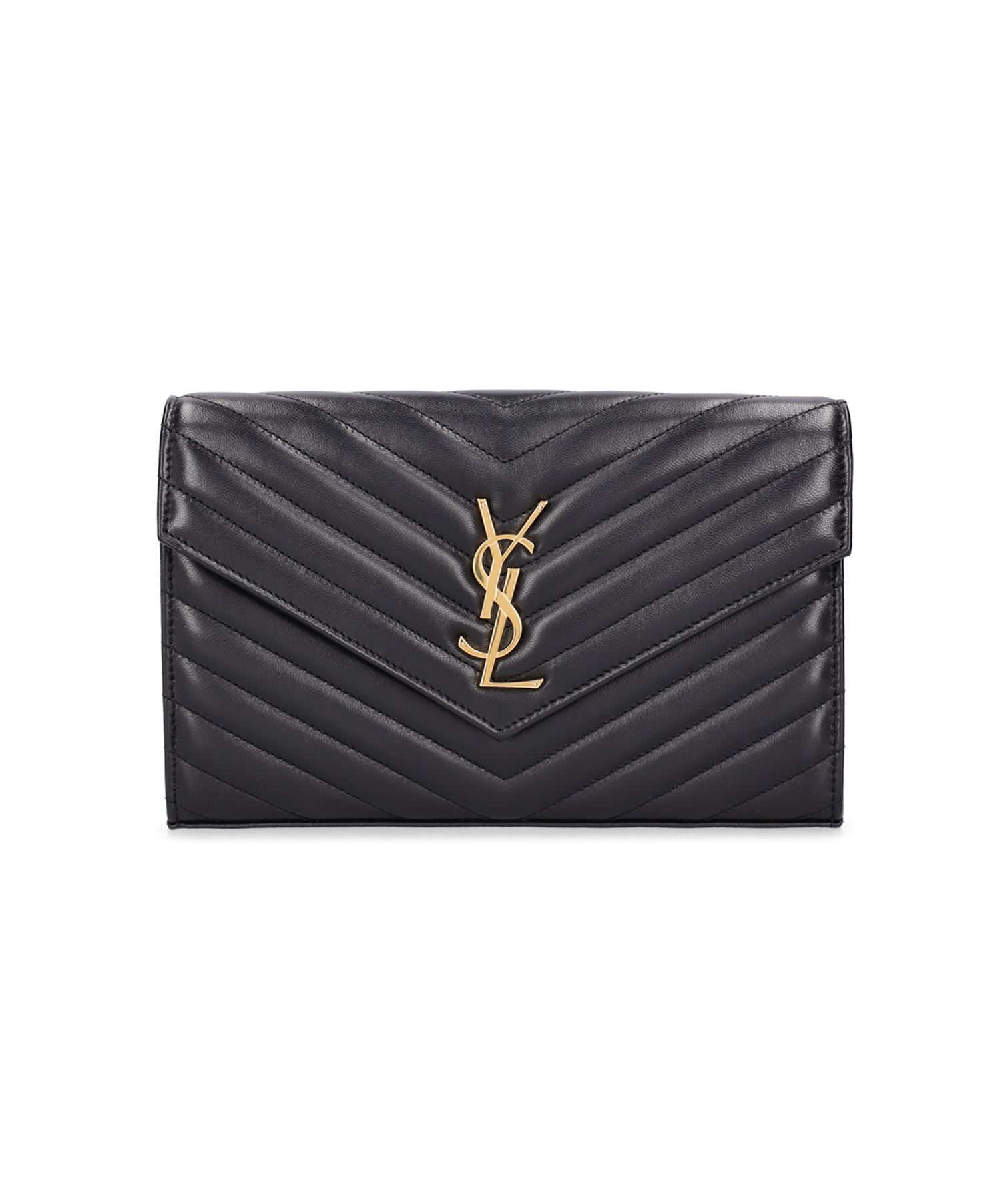 Saint Laurent Cassandre bag black leather with gold logo