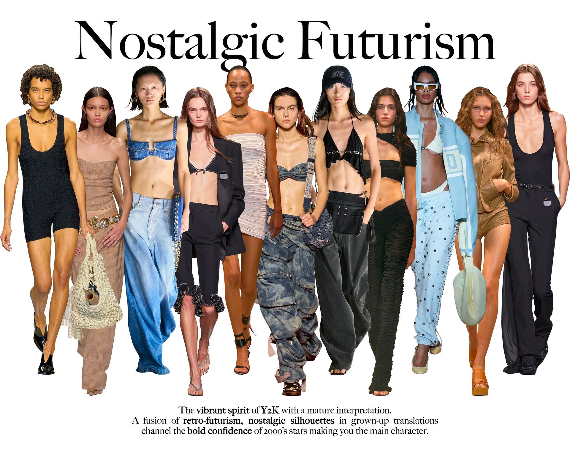 inspirational outfits of Y2k trend in fashion runways