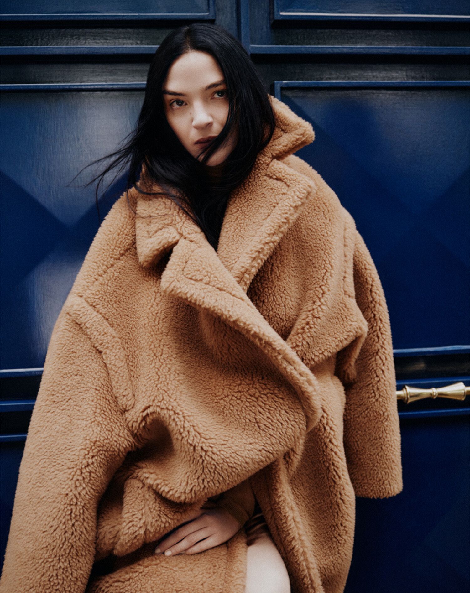 Mariacarla boscono wearing Max Mara Camel Teddy Coat