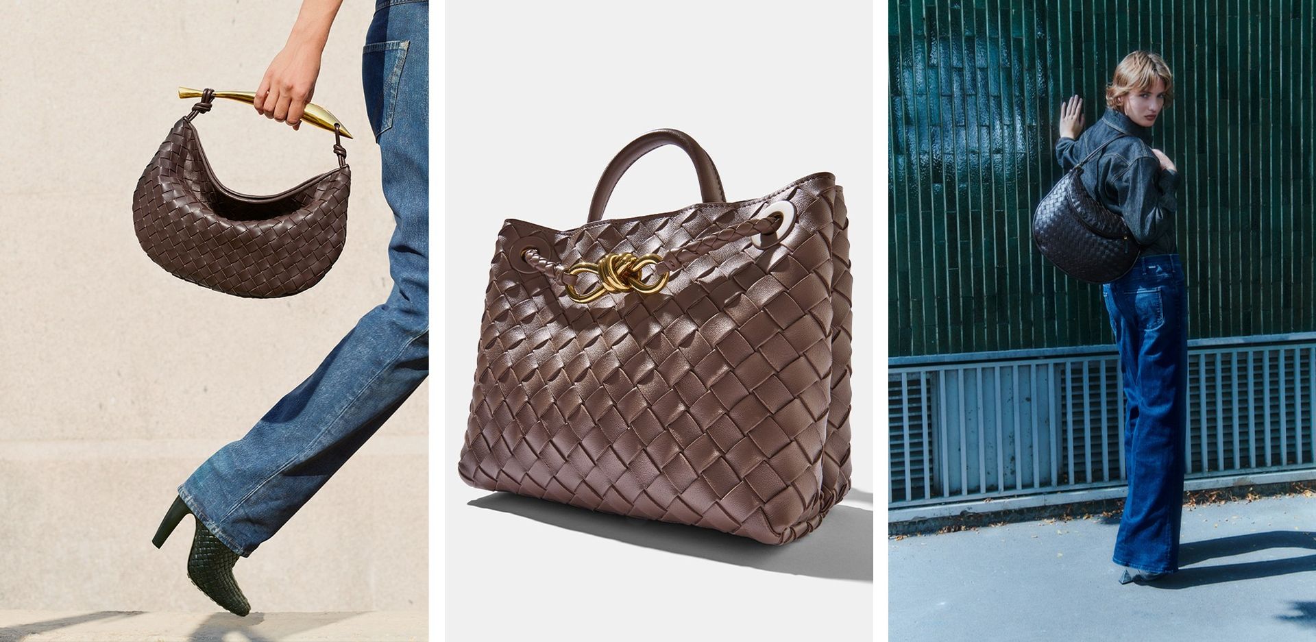 Three Models of Bottega Veneta bags: Sardine, Andiamo, Gemelli