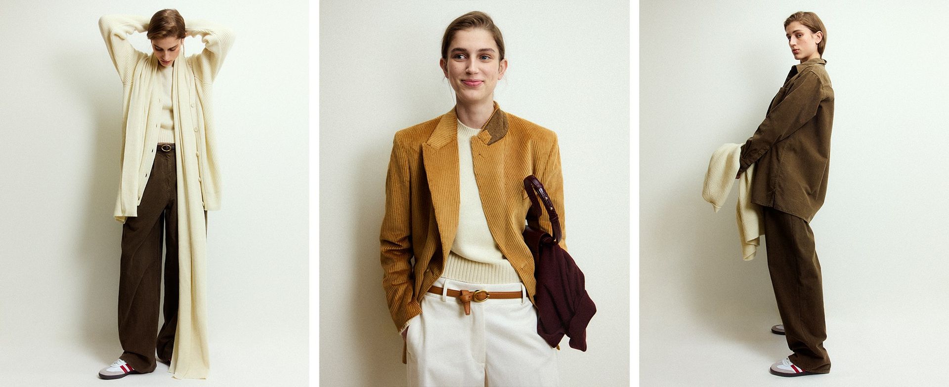 Annagreta wool jumper, wool scarf and leather Sable belt