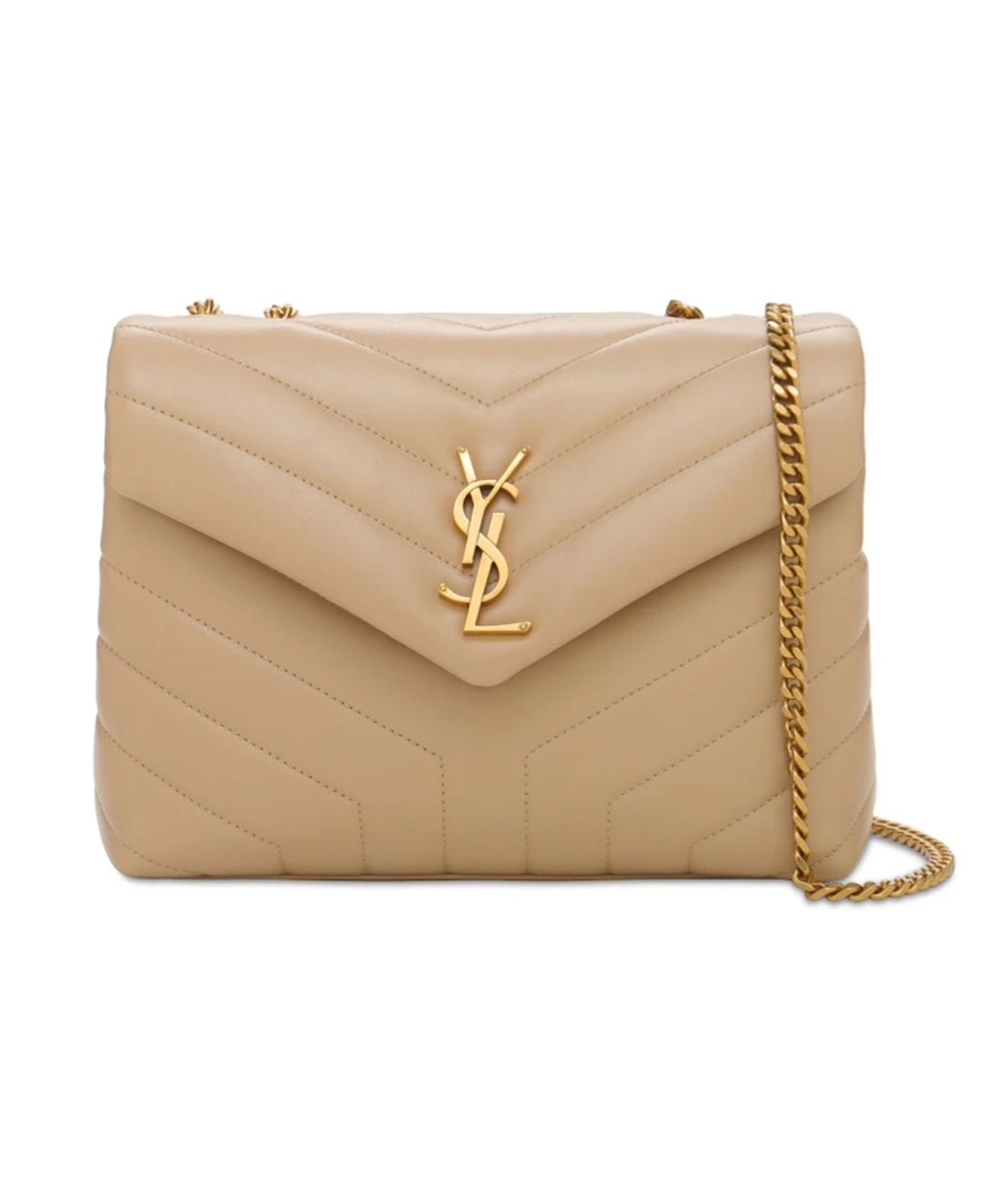 Loulou Bag by Saint Laurent beige leather with gold logo