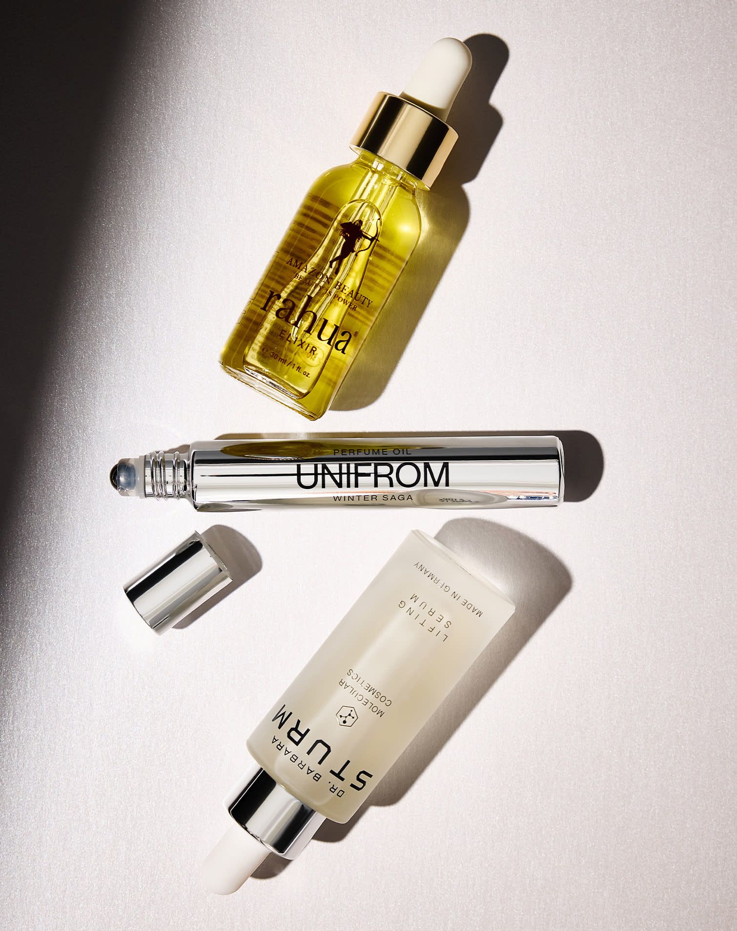 Rahua Elixir, Unifrom Winter Saga roll-on perfume, Dr. Barbara Sturm Lifting Serum