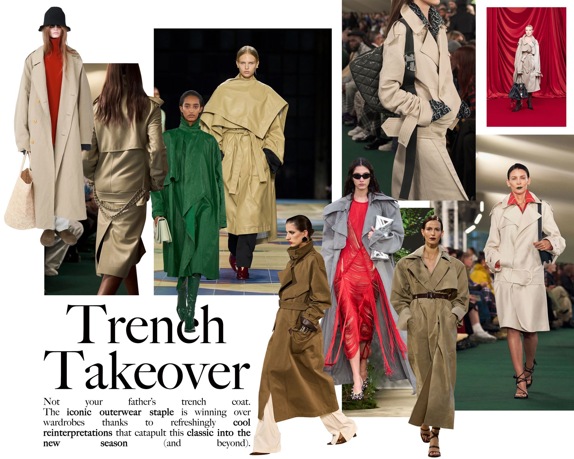 Trench Coats collage outfits for women on Runways