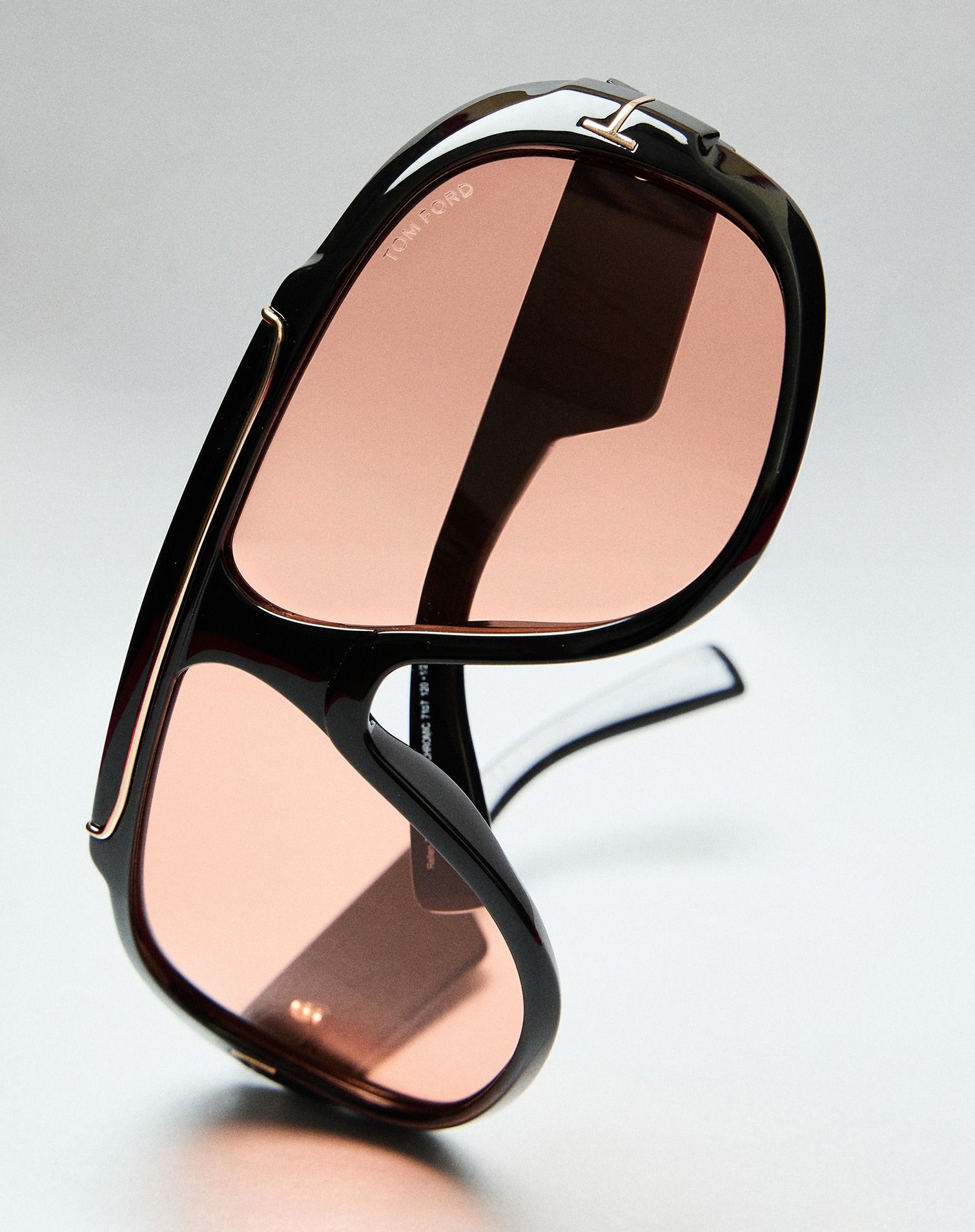 Black Aviator Sunglasses with red lenses by Tom Ford