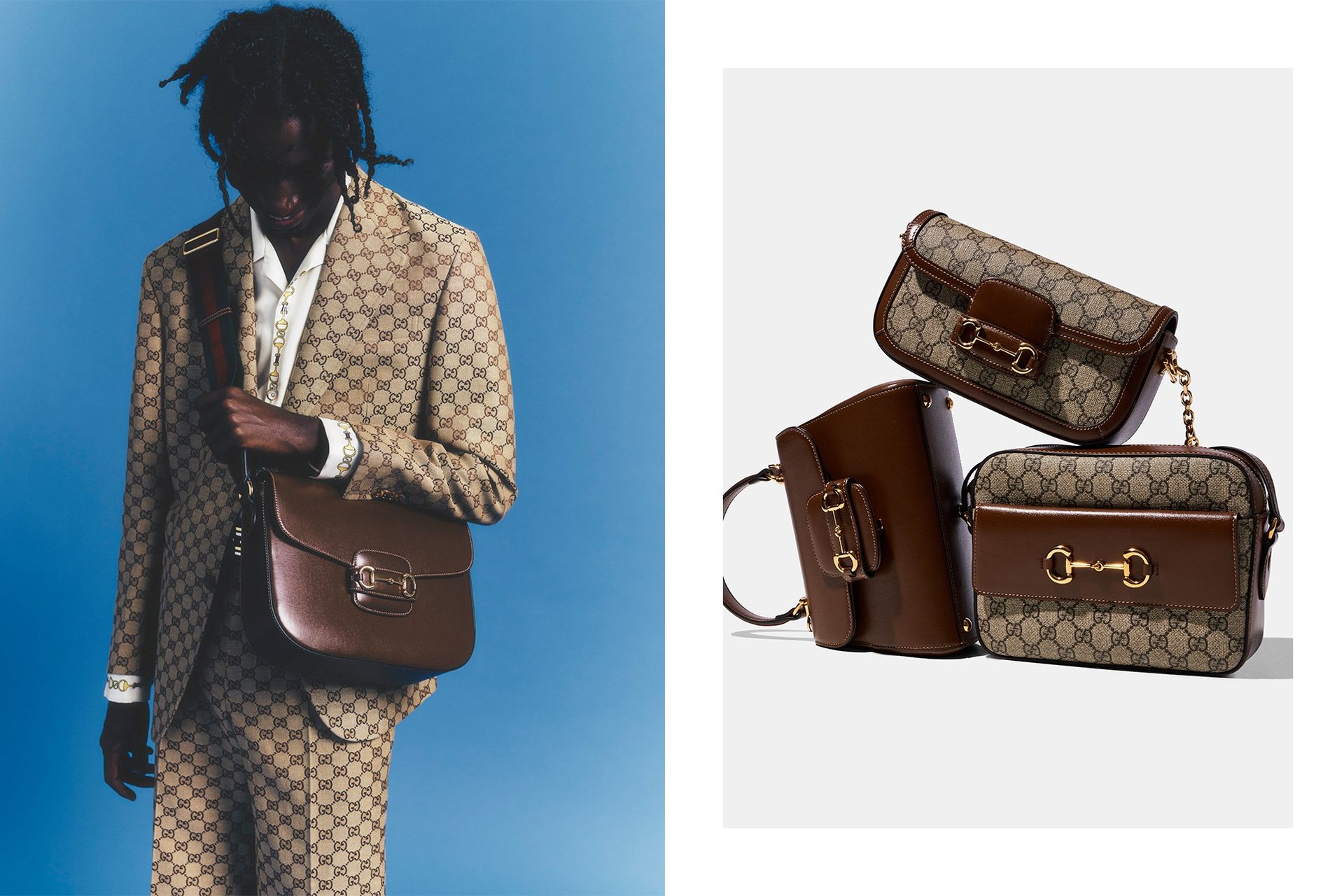 1955 Horsebit GG canvas shoulder bag