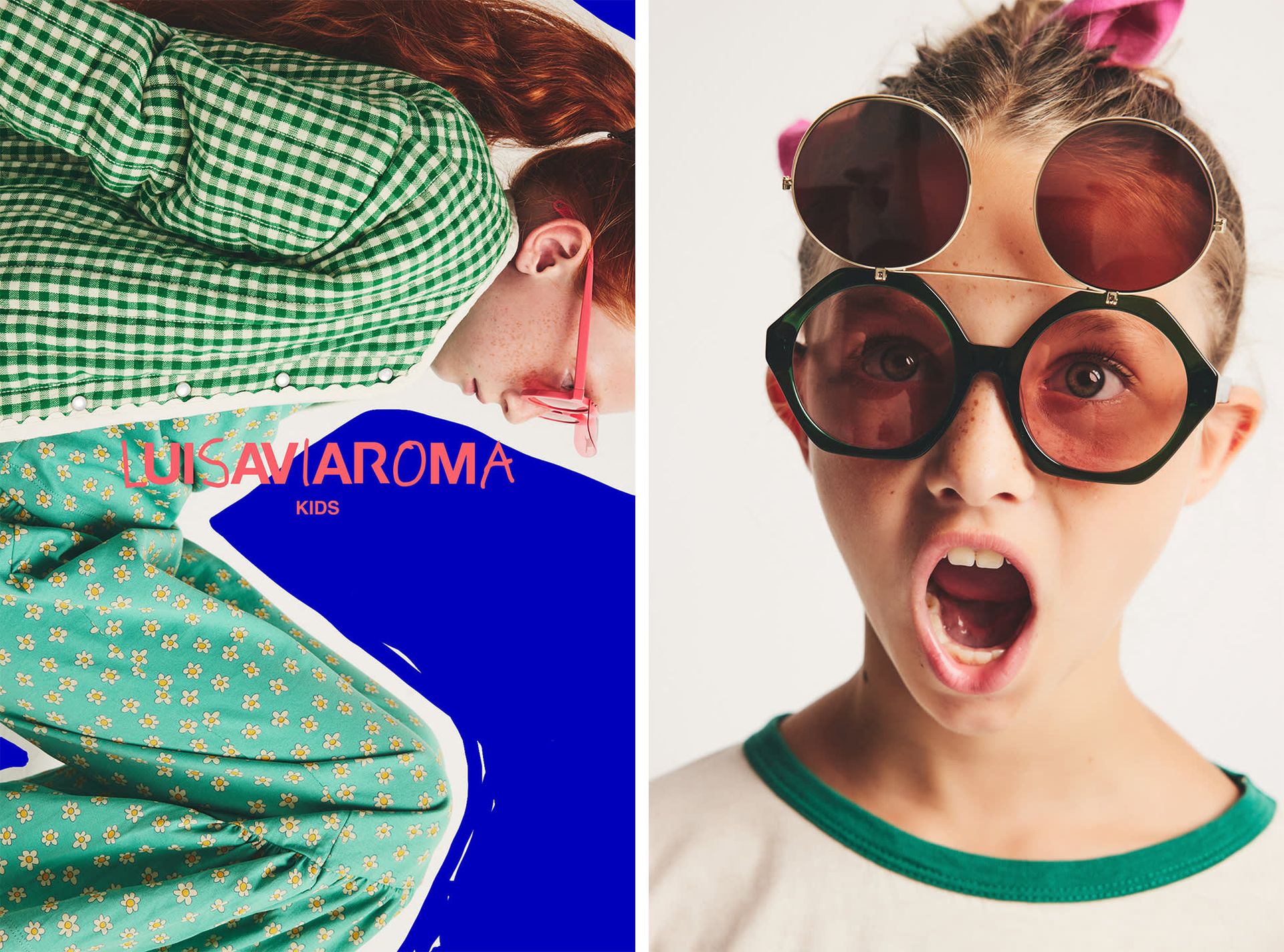 tiny cottons daisy print cotton long sleeve t-shirt, tiny cottons flower print ribbed cotton pants, hello simone henriette cotton gabardine jacket, mini rodini visor recycled round sunglasses, mini rodini flip-up recycled round sunglasses, bobo choses logo print organic cotton t-shirt